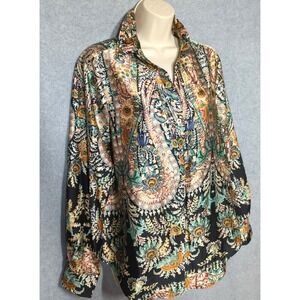Bohme Blouse M Satin Button Up Woodland Fairy Boho Appeal Country Side Pastoral